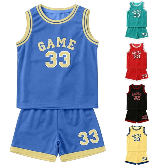 Krdevn Boys Basketball Set Game Sleeveless Top and Shorts Athletic Outfit,11-12 Years