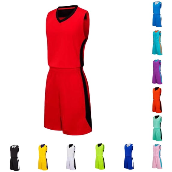 Krdevn Boys Basketball Set Sleeveless Breathable Uniform for Training and Games,13-14 Years
