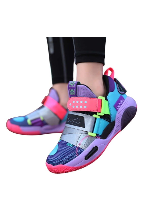 Boys' Basketball Training Sneakers, Lightweight Breathable Athletic Shoes, Durable Comfortable Footwear for Daily Casual Sports & Play,7.5