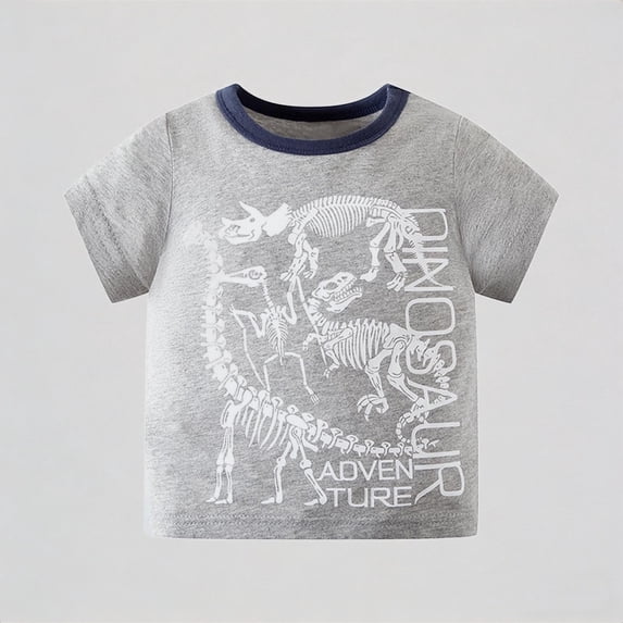 Krdevn Boys Dinosaur Print T-Shirt Short Sleeve Crew Neck Comfortable Breathable Tee for Outdoor & Daily Wear,2T