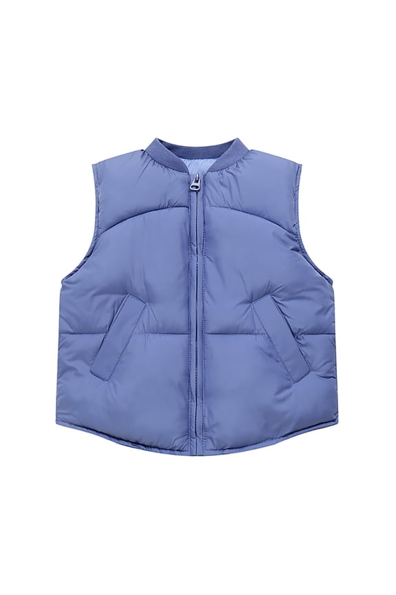 Boys Down Vest Padded Sleeveless Jacket Warm Quilted Baseball Style Outerwear for Children,Kids Clothing,5-6 Years