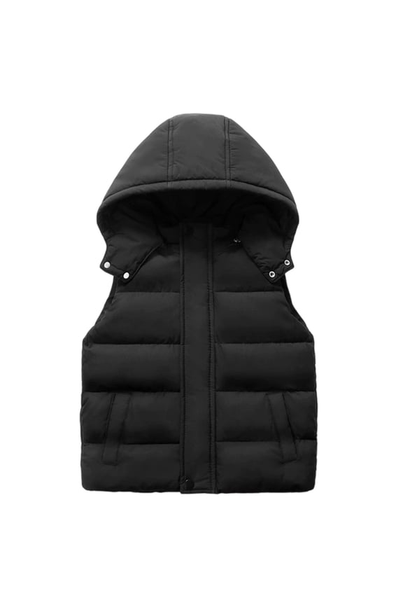 Boys Down Vest Winter Warm Insulated Padded Sleeveless Jacket with Hood for Kids Outdoor Activities,Fall Clothes,Size:13-14 Years