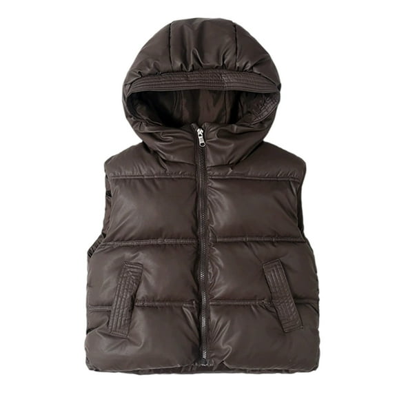Krdevn Boys Down Vest with Hood Warm Padded Quilted for Kids Winter Outdoor Activities,Fall Clothes,Size:3-4 Years