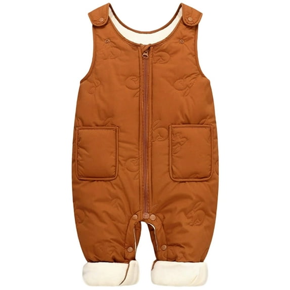 Krdevn Boys Lined Overalls Soft Warm Romper Jumpsuit with Easy Snap Opening for Toddler Outdoor Winter,Fall Clothes,Size:12-18 Months