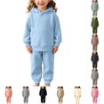 thumbnail image 1 of Krdevn Boys Girls 2 Piece Solid Blank Pullover Hoodie and Elastic Jogger Pants Plain Customizable Kids Casual Sweatsuit Set 12-24 Months,Blue, 1 of 6