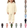 thumbnail image 1 of Krdevn Boys Girls 2 Piece Solid Blank Pullover Hoodie and Elastic Jogger Pants Plain Customizable Kids Casual Sweatsuit Set 2-3 Years,Beige, 1 of 6