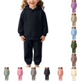 thumbnail image 1 of Krdevn Boys Girls 2 Piece Solid Blank Pullover Hoodie and Elastic Jogger Pants Plain Customizable Kids Casual Sweatsuit Set 2-3 Years,Black, 1 of 9
