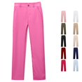 thumbnail image 1 of Krdevn Boys Girls High Stretch Straight Leg Dress Pants Hidden Elastic Waist Multi Pocket Pants for School Ceremony Daily Travel Wear,14-15 Years, 1 of 7