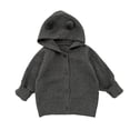 thumbnail image 1 of Krdevn Boys Winter Coat Jacket Soft Knit Cardigan with Hood Cute Baby Toddler Outerwear Warm Kids Sweater Cozy Fall Outfit,Fall Clothes,Size:12-18 Months, 1 of 7