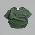 thumbnail image 1 of Krdevn Boys Girls Loose-Fit Short Sleeve Curved Hem T-Shirt Soft Slub Cotton Casual Summer Tee,2 Years, 1 of 8