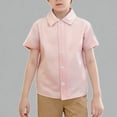 thumbnail image 1 of Krdevn Boys Girls Short Sleeve Button-Down Shirt Breathable Cotton Blend Casual School Uniform Beach Holiday Top,5-6 Years, 1 of 5