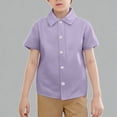 thumbnail image 1 of Krdevn Boys Girls Short Sleeve Button-Down Shirt Breathable Cotton Blend Casual School Uniform Beach Holiday Top,6-12 Months, 1 of 5