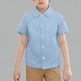thumbnail image 1 of Krdevn Boys Girls Short Sleeve Button-Down Shirt Breathable Cotton Blend Casual School Uniform Beach Holiday Top,8-9 Years, 1 of 5