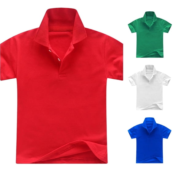 Krdevn Boys Girls Short Sleeve Classic Loose Polo Shirt Button Placket Soft Breathable Back to School Casual Kids Uniform Daily Tops Outfits,3-4 Years