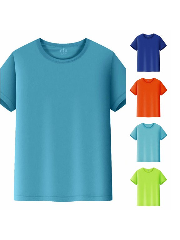Boys Girls Short Sleeve Crew Neck Mesh T Shirt Breathable Lightweight Back to School Summer Sport Daily Unisex Kids Basic Tops,9-10 Years