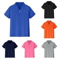 thumbnail image 1 of Krdevn Boys Girls Short Sleeve Polo Shirt Button Closure Soft Breathable Fabric Back to School Casual Uniform Kids Daily Tops Outfits,5-6 Years, 1 of 6