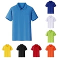 thumbnail image 1 of Krdevn Boys Girls Short Sleeve Solid Pocket Polo Shirt Kids Back to School Uniform Collared Casual Youth School Top Dark Blue,7-8 Years, 1 of 3