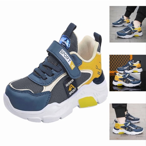 Krdevn Boys Girls Sneakers, Unisex Lightweight Breathable Athletic Running Tennis Fitness Shoes for Toddler/Little/Big Kid,Yellow