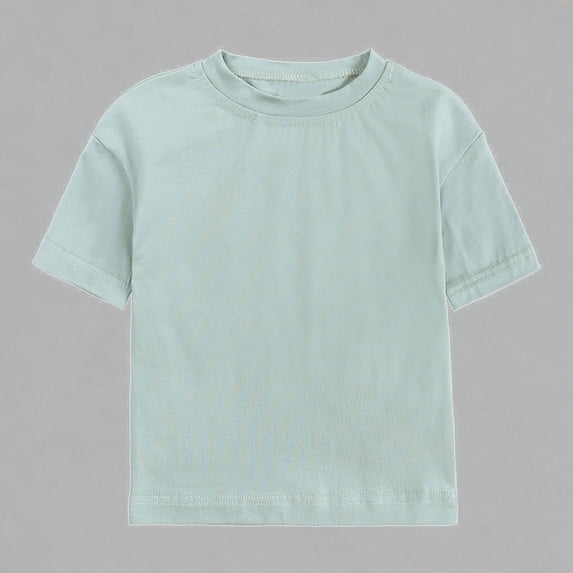 Krdevn Boys Girls Solid Basic Short Sleeve Crewneck T-Shirts Soft Cotton Casual Summer Tops for Daily Wear,4-5 Years
