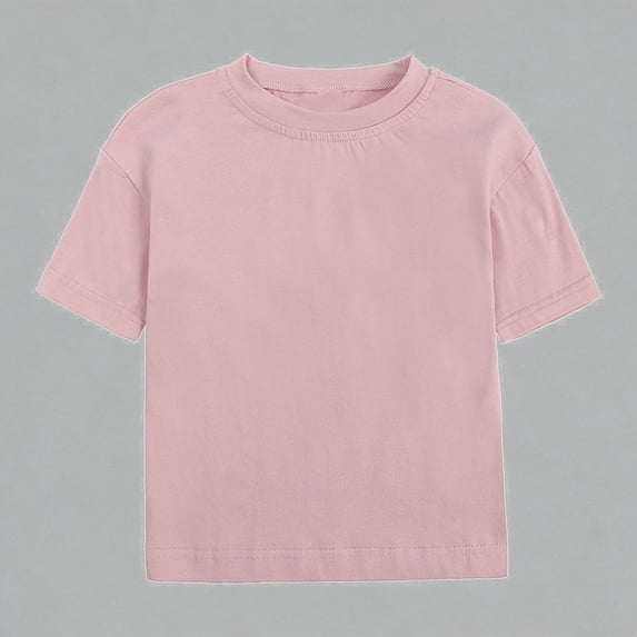 Krdevn Boys Girls Solid Basic Short Sleeve Crewneck T-Shirts Soft Cotton Casual Summer Tops for Daily Wear,4-5 Years