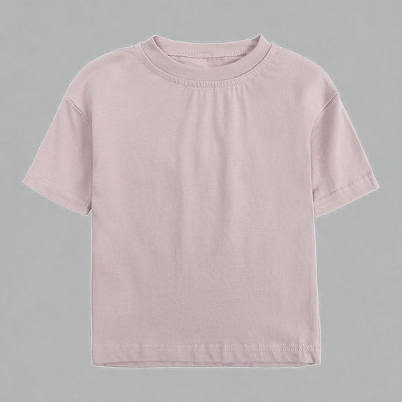 Krdevn Boys Girls Solid Basic Short Sleeve Crewneck T-Shirts Soft Cotton Casual Summer Tops for Daily Wear,6-12 Months