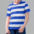 thumbnail image 1 of Krdevn Boys Girls Striped Short Sleeve Crew Neck T-Shirts Black White Color Block Casual Summer Tops,9-10 Years, 1 of 4
