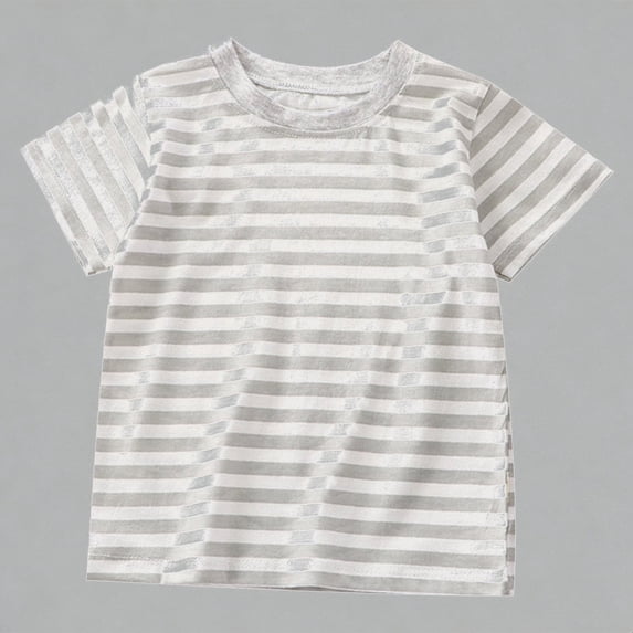 Krdevn Boys Girls Striped Short Sleeve T-Shirts 100% Cotton Crew Neck Casual Summer Tops for Daily Wear,18-24 Months