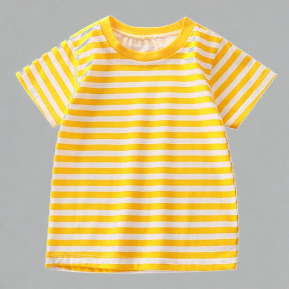 Krdevn Boys Girls Striped Short Sleeve T-Shirts 100% Cotton Crew Neck Casual Summer Tops for Daily Wear,3-4 Years