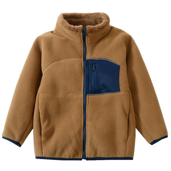 Krdevn Boys & Girls Winter Jacket, Soft Fleece Lined Coat with Color Block Design and Stand Collar for Kids,9-10 Years