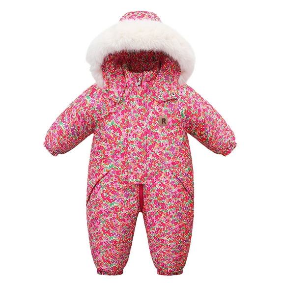 Krdevn Boys Girls Winter Thicken Hooded Coat Jacket Snowsuit Toddler Windproof Warm Jumpsuit Outwear Snow Wear,2-3 Years