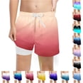 thumbnail image 1 of Krdevn Boys Gradient Print Swim Trunks Built-In Compression Liner Adjustable Stretch Casual Shorts Beach Pool Summer Outdoor Wear,5-6 Years, 1 of 3