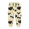 thumbnail image 1 of Krdevn Boys Halloween Printed Sweatpants Fall Winter Bat Moon Cuffed Hem Jogger Pants With Pockets 1-2 Years,Beige, 1 of 7