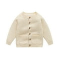 thumbnail image 1 of Krdevn Boys Knitted Sweater Cardigan Autumn Winter Coats for Toddlers Soft Warm Round Neck Outerwear Jacket,Kids Clothing,12-18 Months, 1 of 8