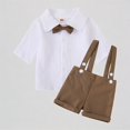 thumbnail image 1 of Krdevn Boys Outfits Set Suspenders Romper with Short Sleeve Shirt Comfortable Pure Color Overalls for Daily Wear,12-16 Months, 1 of 3