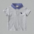 thumbnail image 1 of Krdevn Boys Polo Shirt With Plaid Collar Horse Embroidery Short Sleeve Casual Kids Top,4-5 Years, 1 of 6
