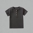 thumbnail image 1 of Krdevn Boys Ribbed Henley T-Shirt Short Sleeve Soft Breathable Cotton Blend Casual Summer Kids Daily Wear Tee,3 Years, 1 of 7