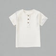 thumbnail image 1 of Krdevn Boys Ribbed Henley T-Shirt Short Sleeve Soft Breathable Cotton Blend Casual Summer Kids Daily Wear Tee,6 Years, 1 of 2