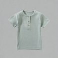 thumbnail image 1 of Krdevn Boys Ribbed Henley T-Shirt Short Sleeve Soft Breathable Cotton Blend Casual Summer Kids Daily Wear Tee,7 Years, 1 of 4