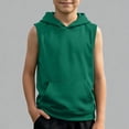 thumbnail image 1 of Krdevn Boys Sleeveless Hoodie Tank Top Athletic Workout Shirt With Kangaroo Pocket Kids Muscle Tee,7-8 Years, 1 of 5