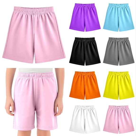 Krdevn Boys' Solid Color Casual Shorts, Elastic Waist Kids' Beach & Play Shorts,Pink