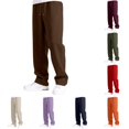 thumbnail image 1 of Krdevn Boys Solid Drawstring Open Hem Sweatpants Fall Loose Straight Knit Casual Trousers with Side Inseam Pockets 11-12 Years,Brown, 1 of 5