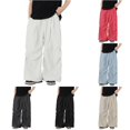 thumbnail image 1 of Krdevn Boys Solid Drawstring Wide Leg Parachute Pants Fall Summer Lightweight Windbreaker Trousers with Pockets 6-7 Years,White, 1 of 5