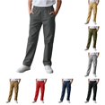 thumbnail image 1 of Krdevn Boys Solid Half Elastic Back Waist Straight Woven Pants Fall Loose Open Hem Casual Trousers with Side Pockets 8-9 Years,Dark Gray, 1 of 8
