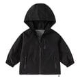 thumbnail image 1 of Krdevn Boys Solid Raglan Hooded Zip Up Windbreaker Winter Jacket with Multi Zipper Pockets Black,12-13 Years, 1 of 8