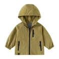 thumbnail image 1 of Krdevn Boys Solid Raglan Hooded Zip Up Windbreaker Winter Jacket with Multi Zipper Pockets Green,4-5 Years, 1 of 3