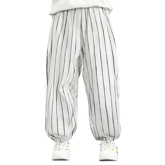 Krdevn Boys' Striped Baggy Trousers, Thin Casual Jogging Bottoms, Elastic Waist Sports Trousers for Summer Outdoor Wear,12-18 Months