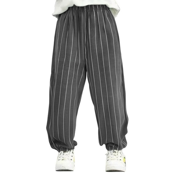 Krdevn Boys' Striped Baggy Trousers, Thin Casual Jogging Bottoms, Elastic Waist Sports Trousers for Summer Outdoor Wear,5-6 Years