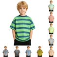 thumbnail image 1 of Krdevn Boys Striped Short Sleeve T Shirt Drop Shoulder Casual Summer Basic Tee,3-4 Years, 1 of 5