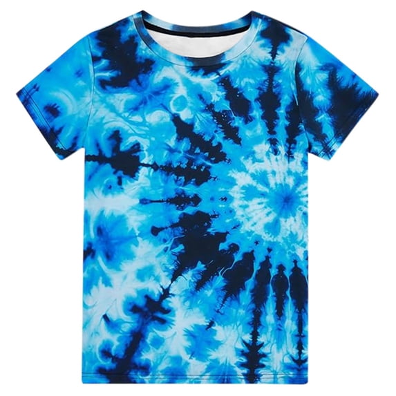 Krdevn Boys Tie-Dye Crew Neck Short Sleeve T-Shirt Casual Soft Breathable Kids Tee,4-5 Years