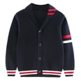 thumbnail image 1 of Krdevn Boys' Varsity Cardigan Sweater Striped Shawl Collar Coat Size:13-14 Years, 1 of 3